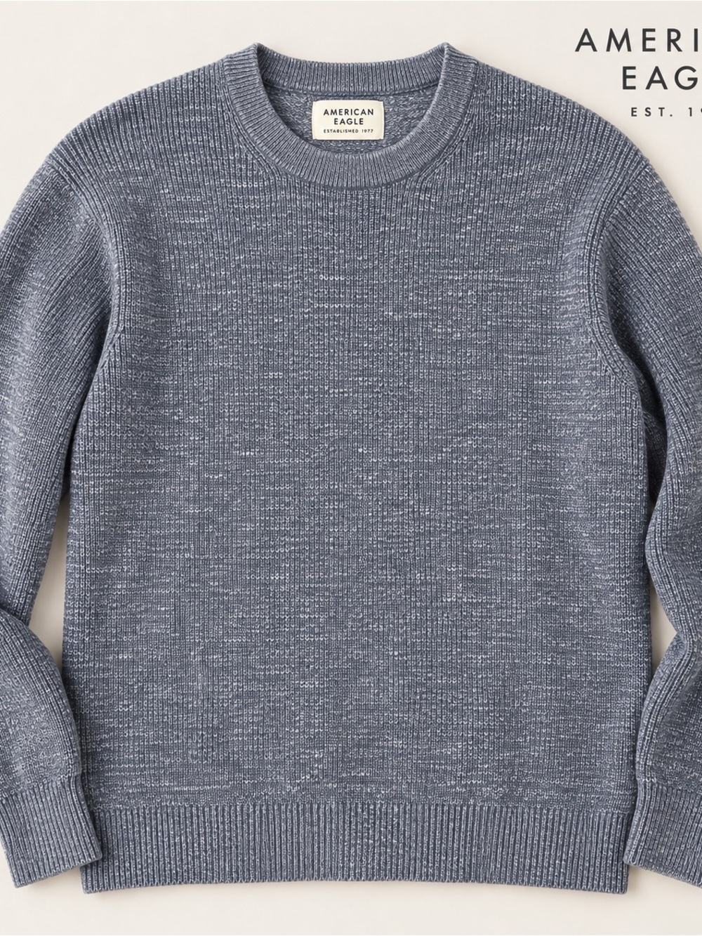 American Eagle Outfitters Men's Heather Slate Blue Crewneck Sweater Size M